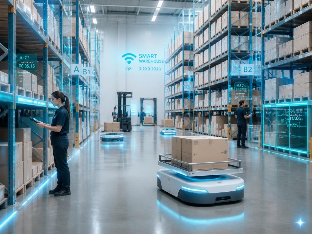 Smart warehouse with barcode scanning and automated inventory operations